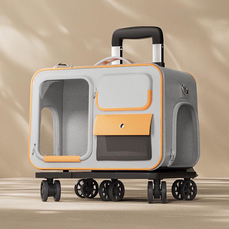 Large Capacity Pet Carrier Trolley Backpack: Portable Space Capsule for Cats & Dogs