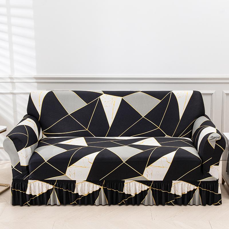 Printed Sofa Cover Stretch Couch Covers Patterned Slipcovers With Skirt Washable Spandex Furniture Protector For Living Room