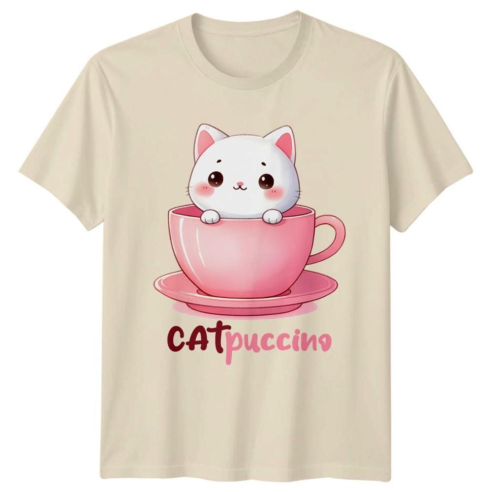 Catpuccino Unisexs TShirt Cat Coffee Birthday Gift For Her
