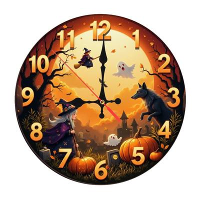 Custom Pattern Wall Clock, Halloween Style Design, Artistic Home Decor, 10-Inch Silent Wooden Wall Clock