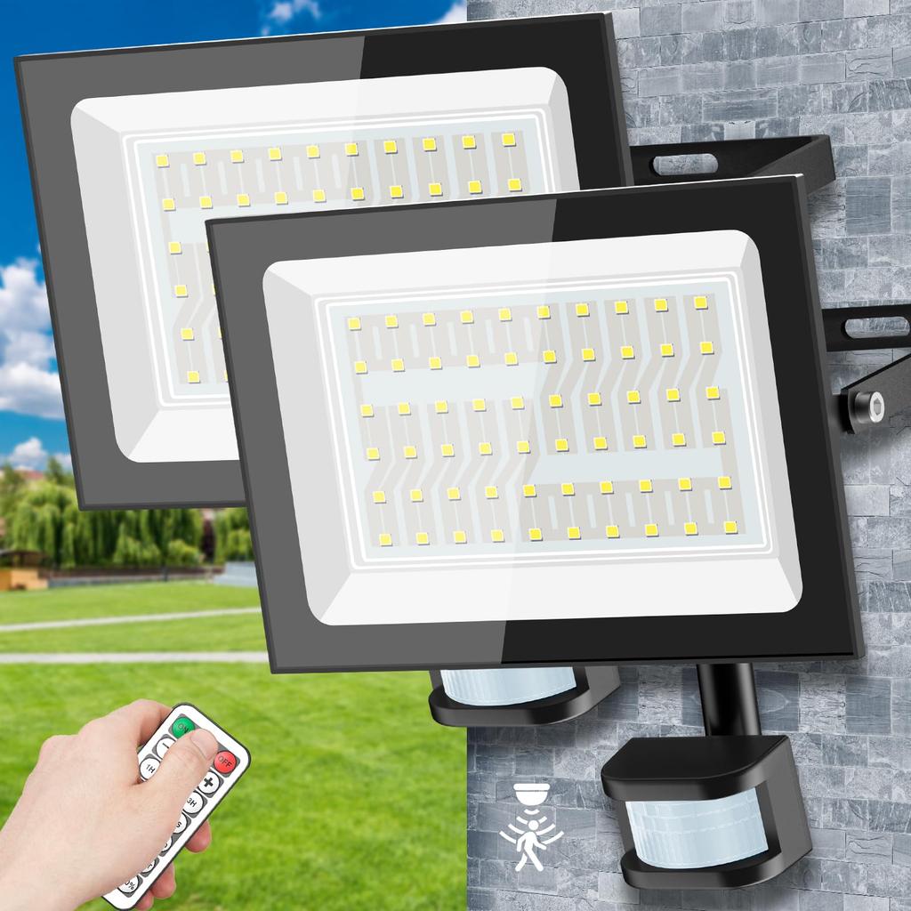 KIWEN Sensor Light Floodlight LED Sensor Light Super Explosive 100V 80W Daylight Color 6500K 10000LM Wide Angle Lighting 10 Steps Dimmable Sensing