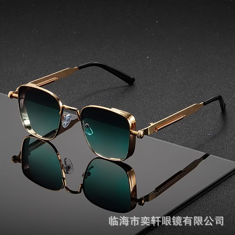Small frame new retro box steampunk metal sunglasses European and American universal personalized sunglasses