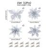 Champagne Gold Butterfly Poinsettia Glitter Flowers, 12-Piece Christmas Tree & Wreath Decoration Set