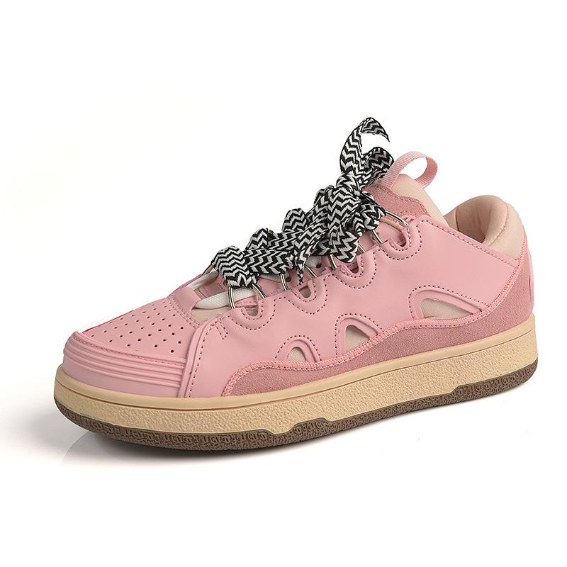 2024 New Summer and Autumn German Training Shoes Young Couple Harajuku Lace-up Round Head Bread Shoes Platform Casual Men's Shoes