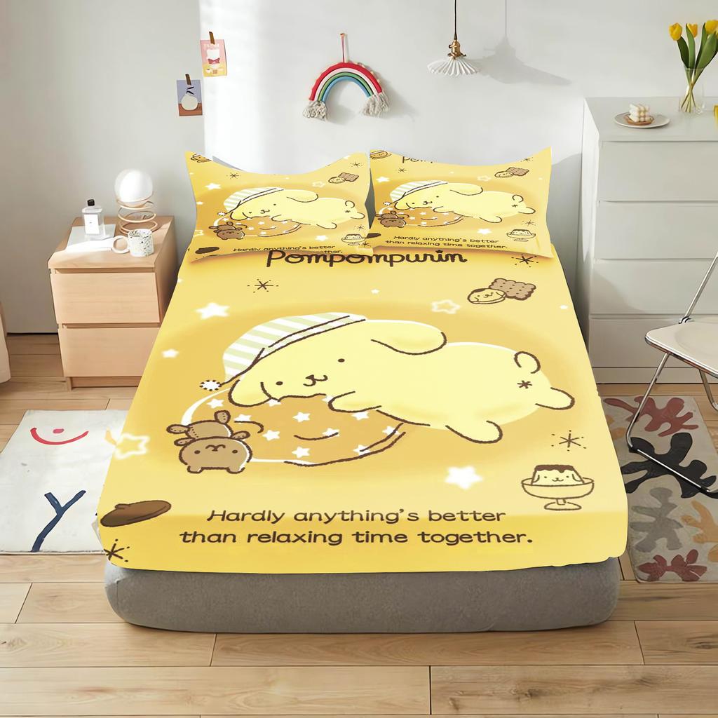 Pudding Dog Fitted Sheet Children, Sanrio Cartoon Coverage, Baby Teenager Sheets Cover, Elastic Bedding, Cute Digital Printing