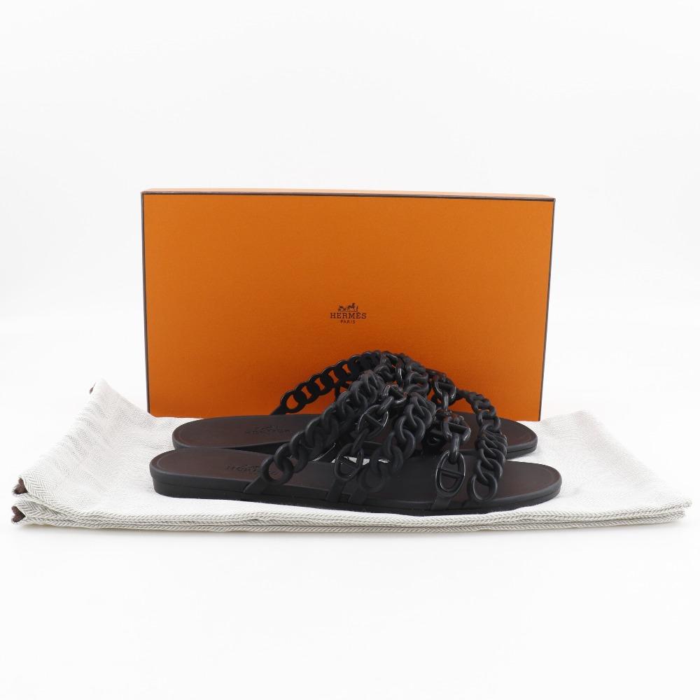 Hermes Chaine d’Ancre Sandalen schwarz Gummi Damen Gebraucht