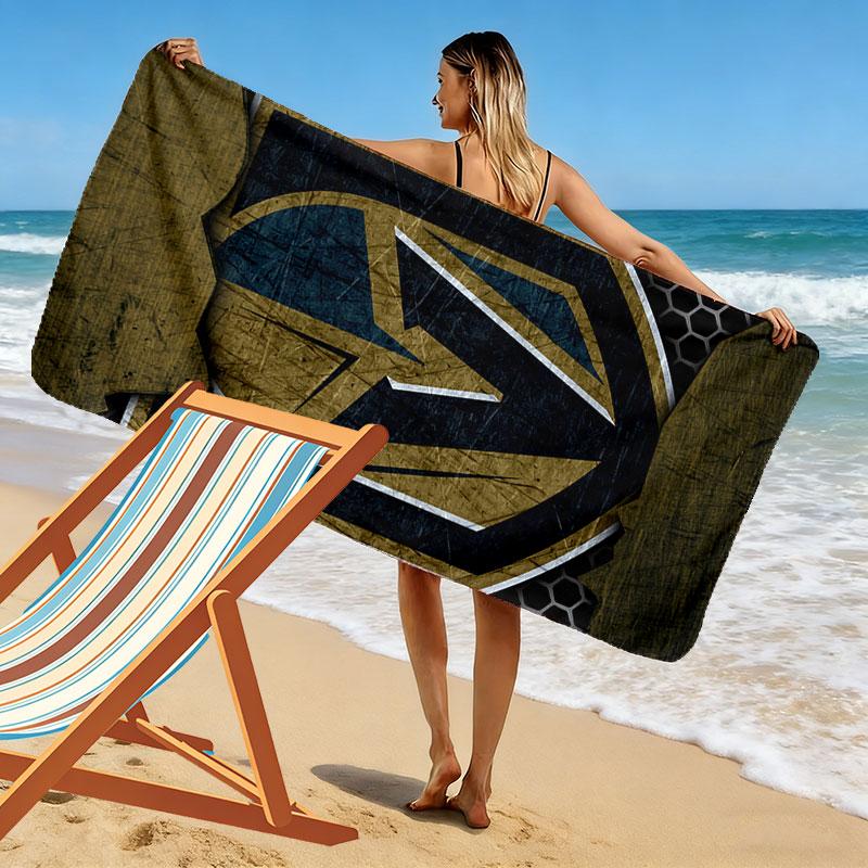 Vegas Golden Knights Print Beach Towel, Large Soft Quick Dry Towel for Beach Camping Swimming