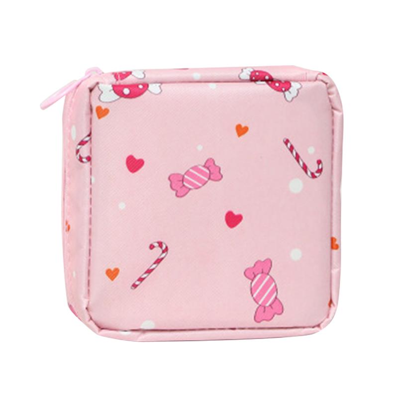 Women Portable Sanitary Napkin Tampon Storage Bag Cotton Travel Makeup Storage Bag Literary Zipper Coin Purse Sundries Storage#w