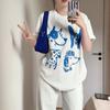 Cartoon Dogs Printing Kpop White T Shirts Funny Women Short Sleeve Loose Cotton Casual Tops Crewneck Dog Lovers Tees Streetwear