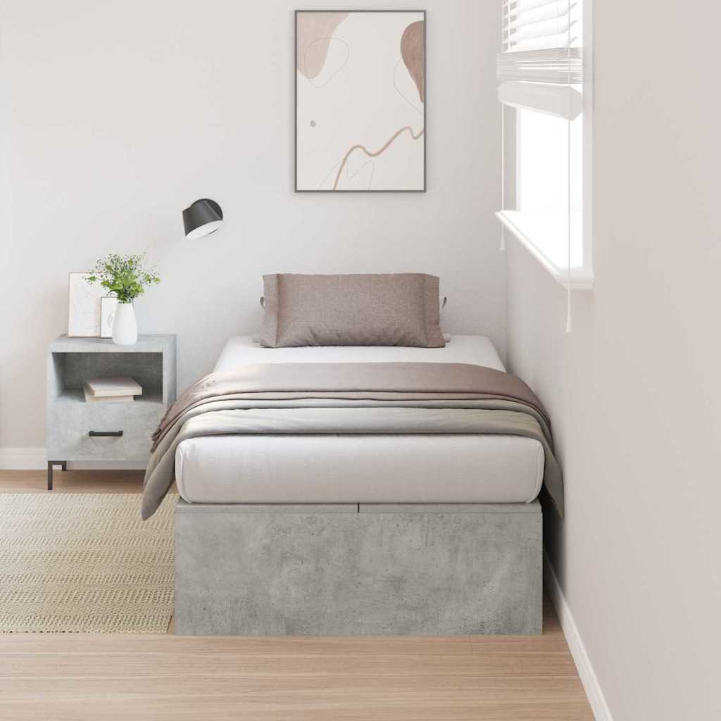 Storage Bed Frame Concrete Grey 80 x 200 cm Particleboard