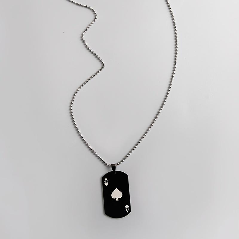 European and American fashion Stainless Steel necklace creative playing cards Ace of spades heart pendant Men's sweater chain jewelry