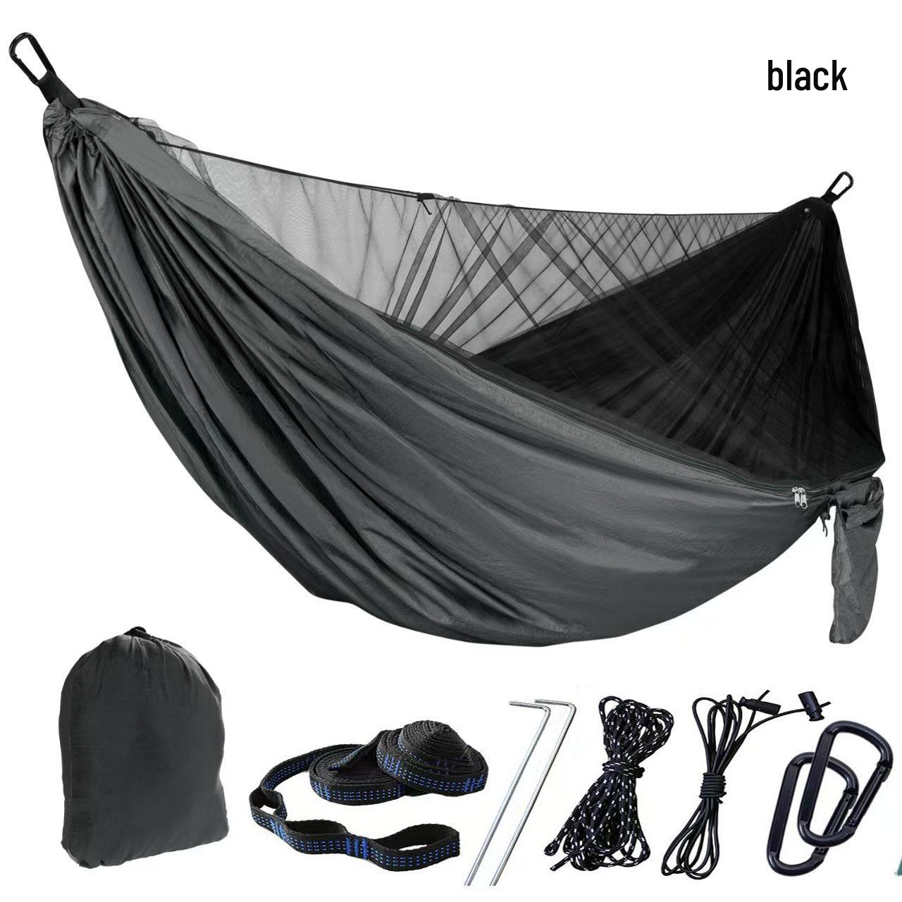 Drawstring Quick-Open Mosquito Net Hammock - Outdoor Camping Mosquito-Proof 210T Parachute Nylon with Encrypted Mesh