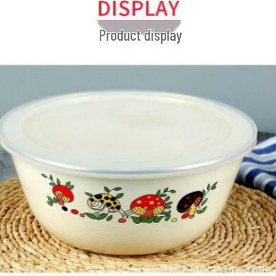 Large Old-Fashioned Enamel Basin with Lid for Washing, Mixing, and Cooking - Classic Nostalgic Design
