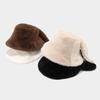 Solid Color Fisherman Hat Winter Warm Pullover Hat Cute Rabbit Ear Bucket Hat  For Women
