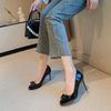 Temperament Bow Women's High Heels Spring and Summer French with Skirt Light Mouth Stiletto Single Shoes