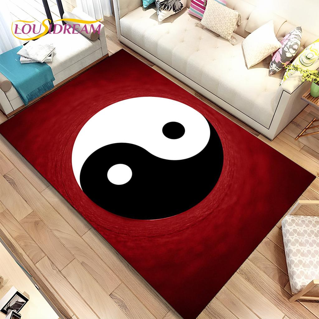 Chinese Tai Chi Bagua Yin Yang Area Rug,Carpet Rug for Home Living Room Children Bedroom Sofa Doormat Decor,Non-slip Floor Mat