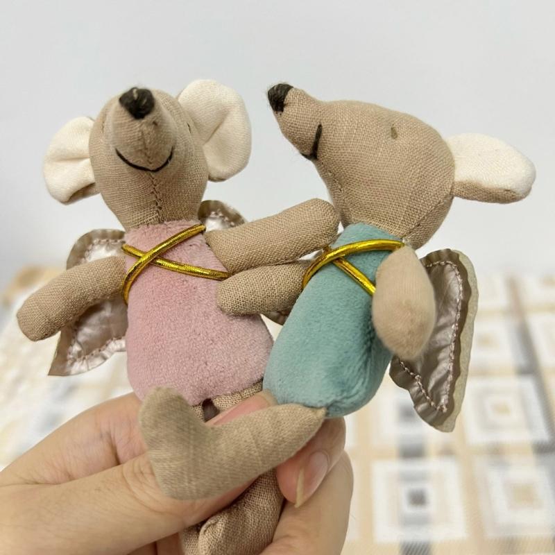 Adorable Cotton Linen Mouse Toy Creative Mouse Doll Animal Gift for Infant Photography Props and Nursery Decoration