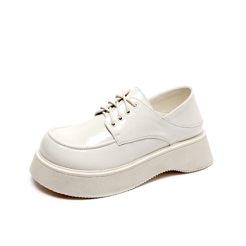 

Модные туфли Matsuke Sole Square Toe Single Shoes Симпатичные туфли с большим носком из натуральной кожи коричневого цвета в студенческом стиле. Маленькие кожаные туфли 39 белый