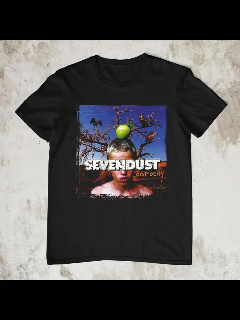 Sevendust Animosity Band Logo T-Shirt for - Official Merchandise Black & Metal Tee with Iconic Logo Print