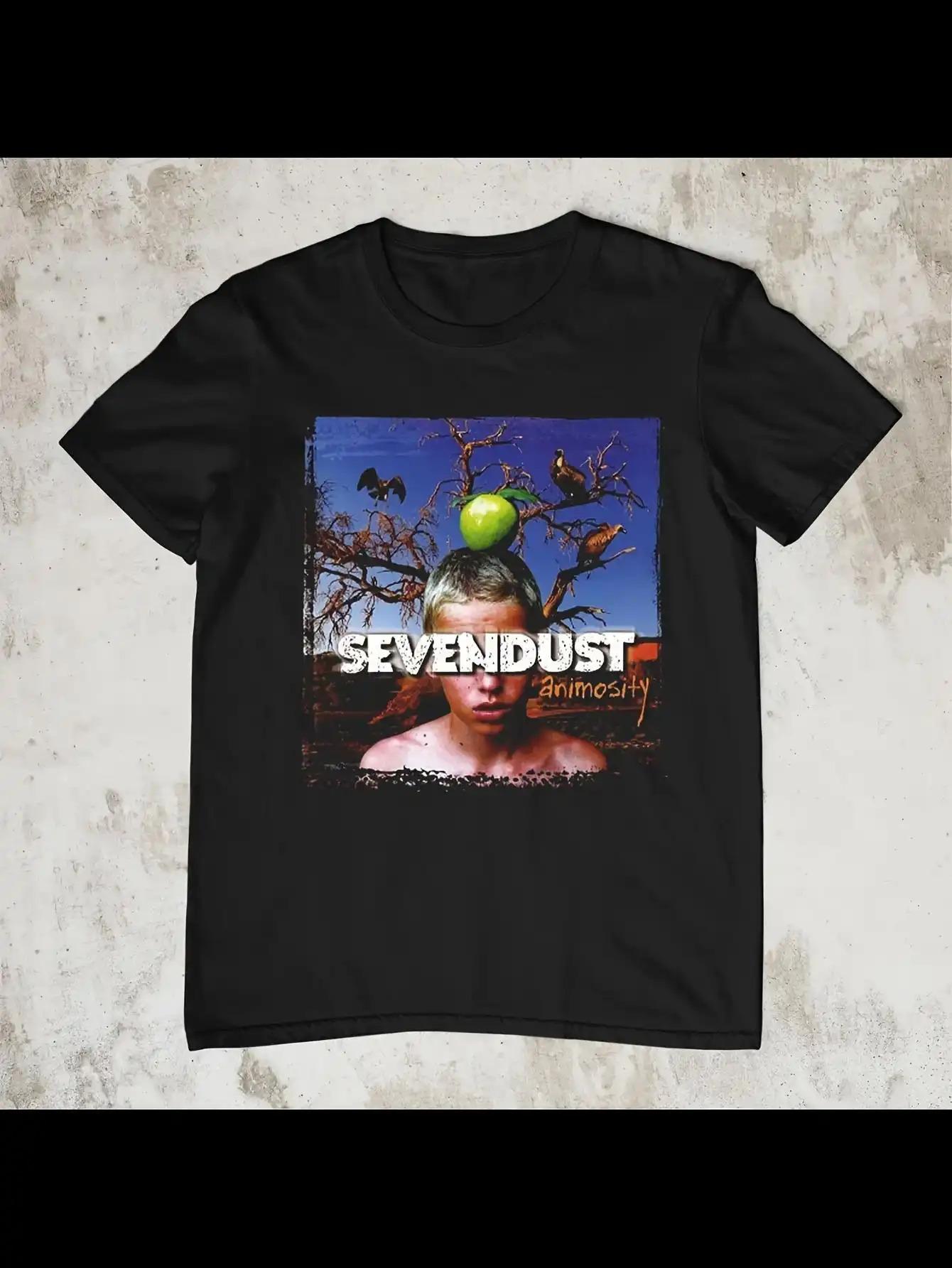 Sevendust Animosity Band Logo T-Shirt for - Official Merchandise Black & Metal Tee with Iconic Logo Print S