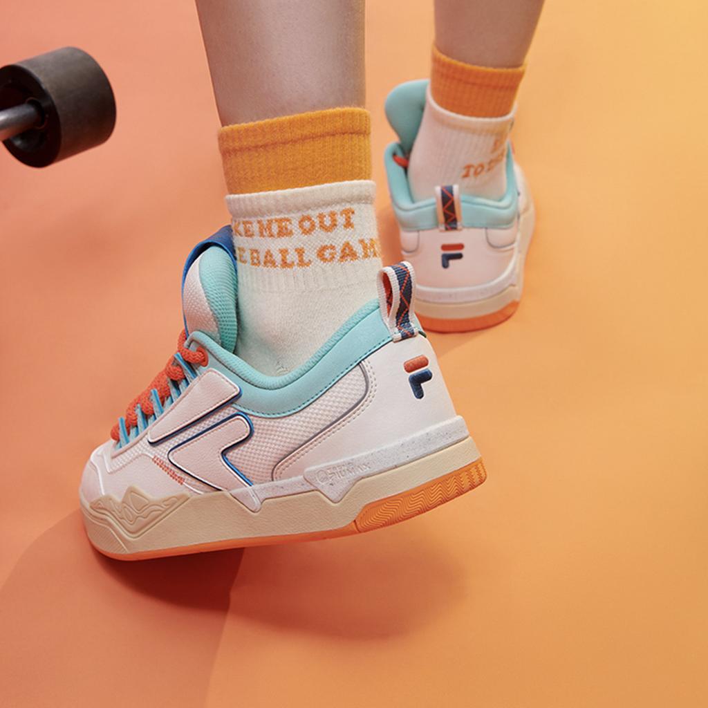 Fila Fusion Nollie Boomerang Color Block Low Top Skate Shoes Women Sneaker Off-White T12W332301FGD