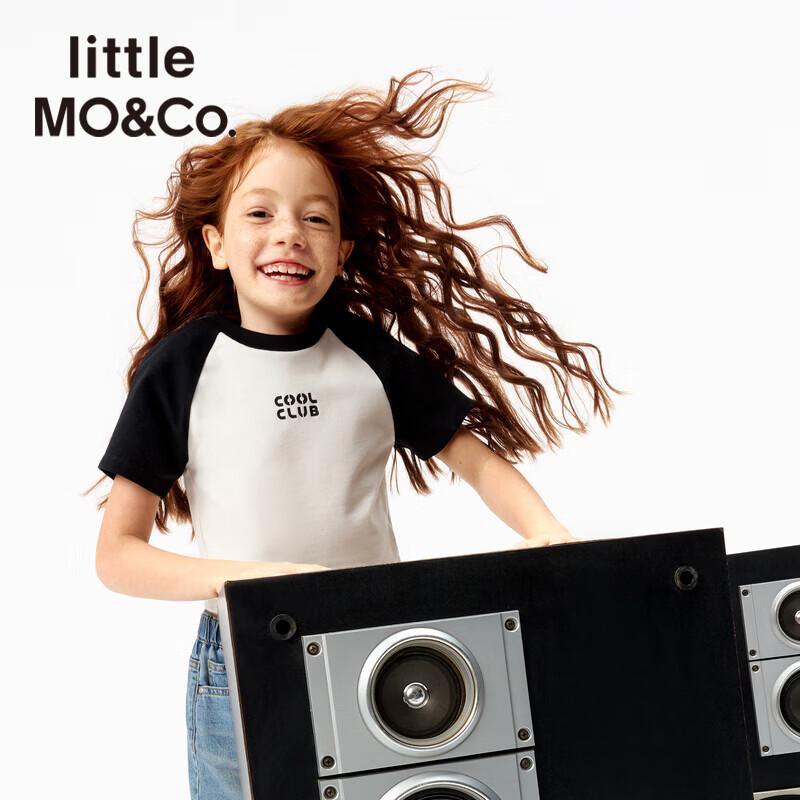 little MO&Co. Girls  3A Antibacterial Color Block Short Sleeve T-Shirt 120