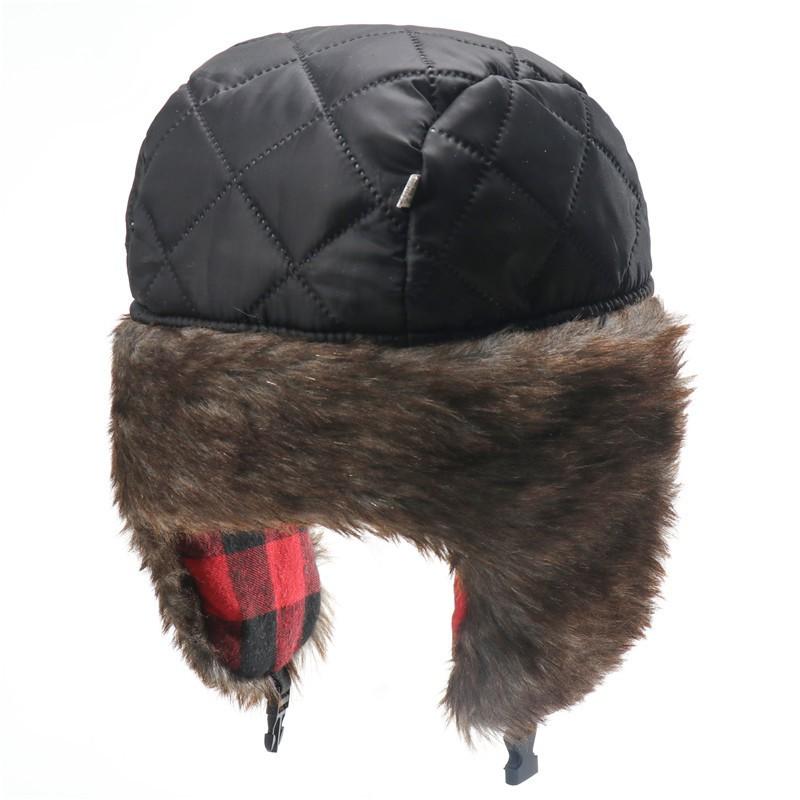 Unisex Plaid Aviator Hat With Ear Flaps Winter Warm Windproof Ski Cap Outdoor Activities