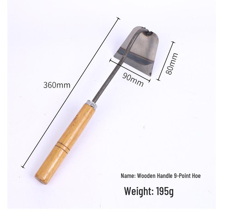 Zahradní motyka s dřevěnou rukojetí pro sázení a pletí - Ideální pro farmáře a venkovní použití