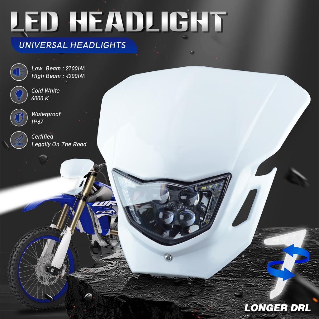 PowerZone LED Motorcycle Headlight For Yamaha WR250F WR450F YZ250F YZ450F 250F 450F MX Enduro Dirt Bike Head Light