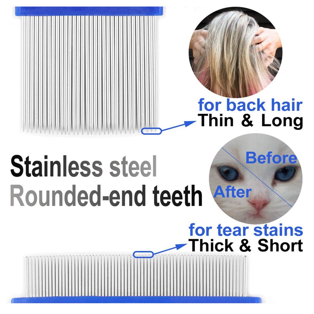6 Pcs/set Pet Flea Comb Stainless Steel Head Lice Comb Fine Tooth Dogs Cats Grooming Combs Dematting Tool Pet Tear Stain Remove