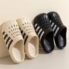 Matching Couple Hole-Pattern Sandals - Waterproof & Breathable Slip-On Slides for Summer, Lightweight Unisex Outdoor Beach Footwear with Flat Sole