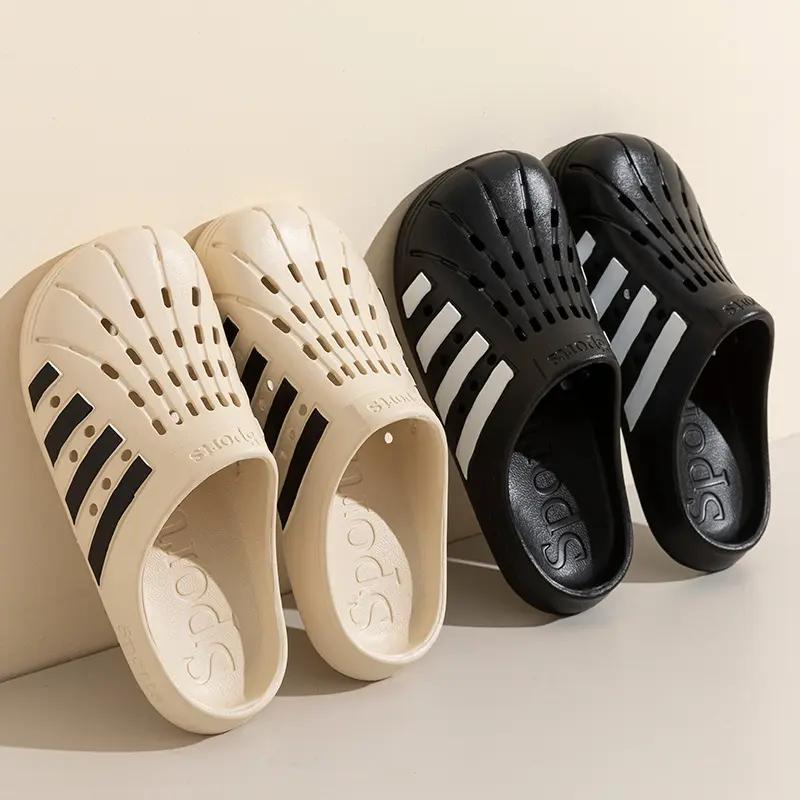 Matching Couple Hole-Pattern Sandals - Waterproof & Breathable Slip-On Slides for Summer, Lightweight Unisex Outdoor Beach Footwear with Flat Sole