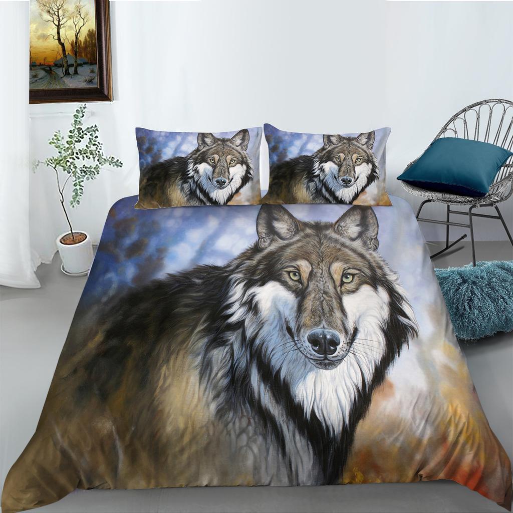 Polyester Bedding Two Or Three-Piece Digital Printing Wolf Series Can Be