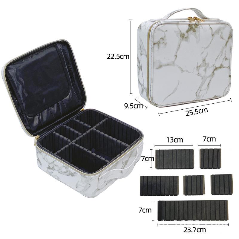 PU Makeup Bag Marble Pattern Portable Large Capacity Makeup Storage Bag Multi functional Travel Makeup Toolbox