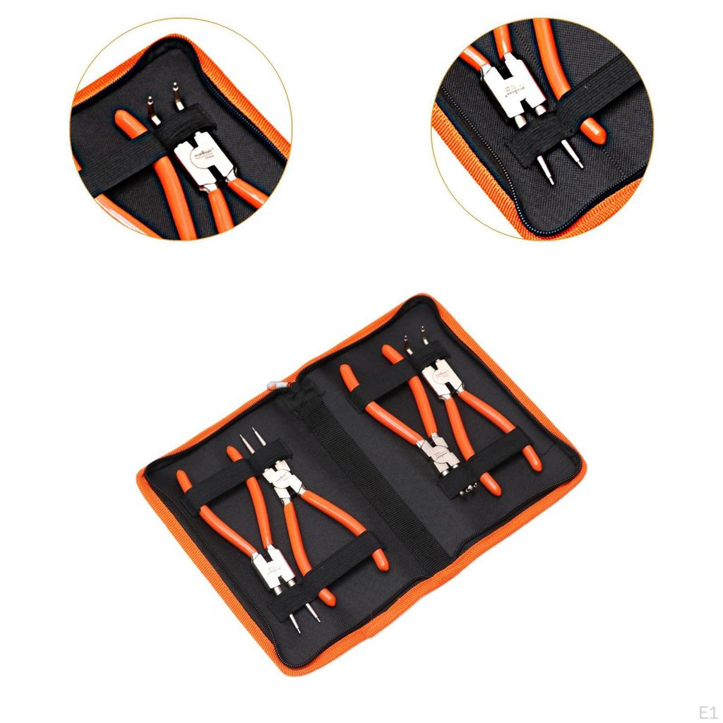 4-piece Circlip Pliers Set for Internal And External Circlips, Straight Curved Jaws, Sturdy