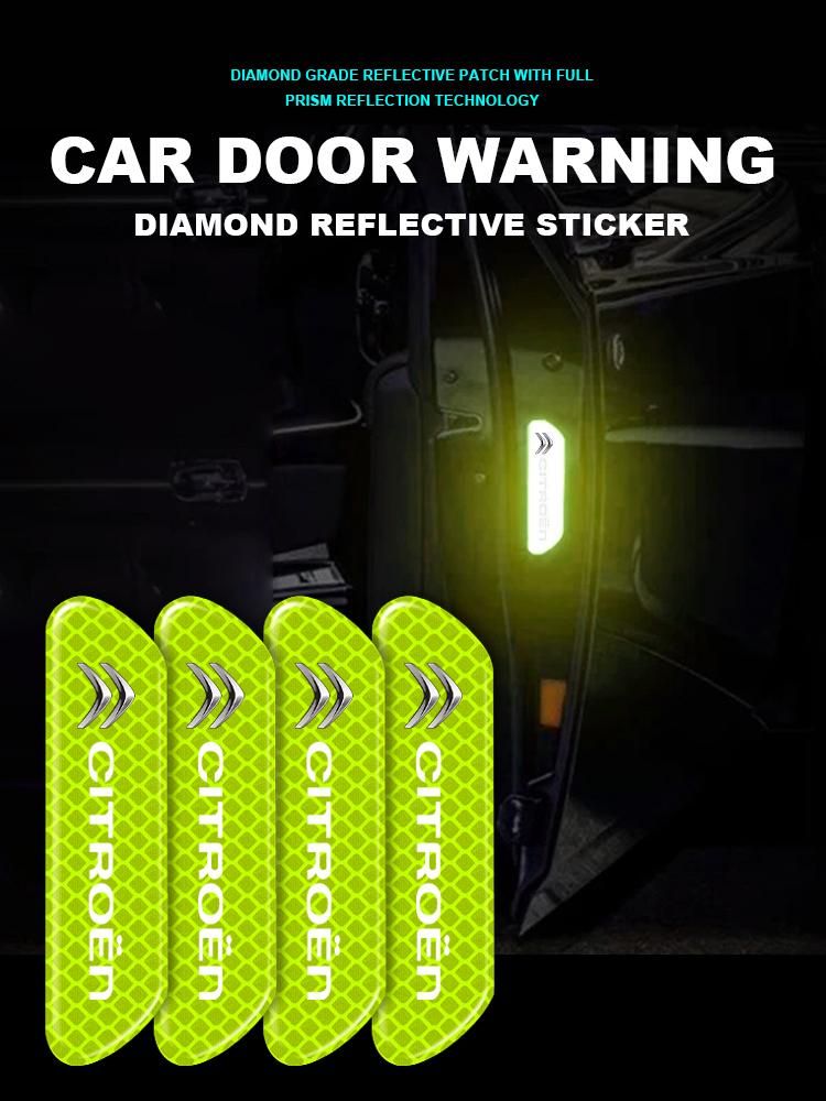 4PCS/set Car Reflective Safety Strip Sticker Styling For Citroen C1 C3 C4 C5 C6 2CV VTS Picasso Cross Cactus RD3 C4L DS3 DS4 DS5