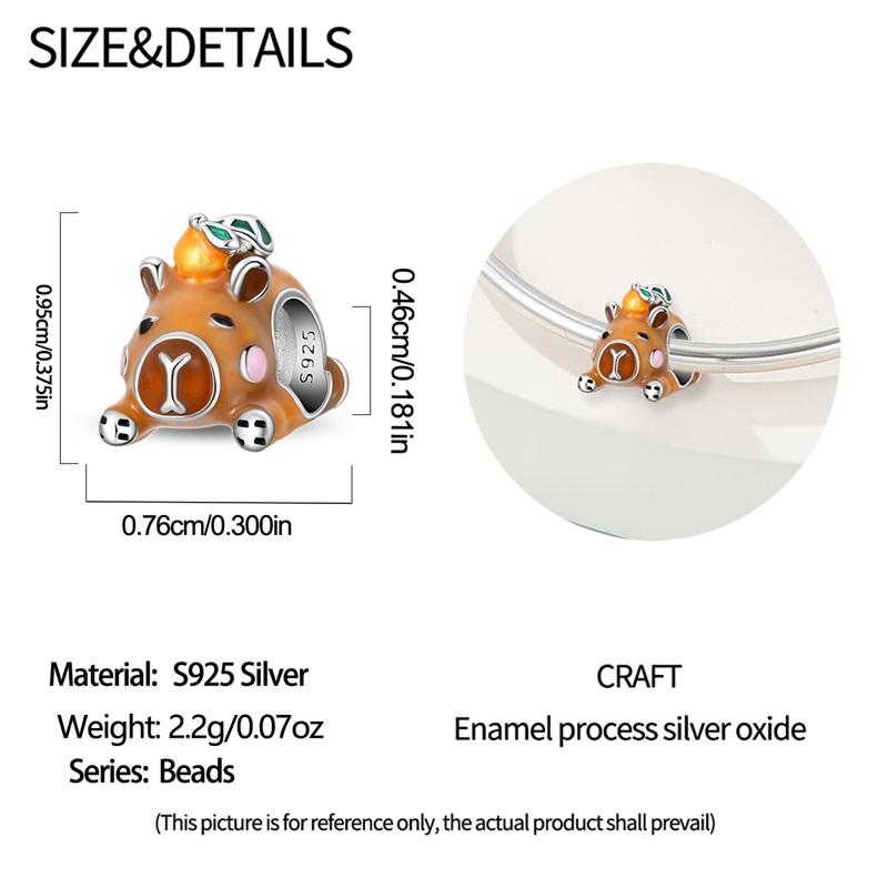925er Sterlingsilber Tier-Serie Charms Niedliche Capybara Elefant Katze Anhänger Perlen Passend für Armband DIY Schmuck Markierung