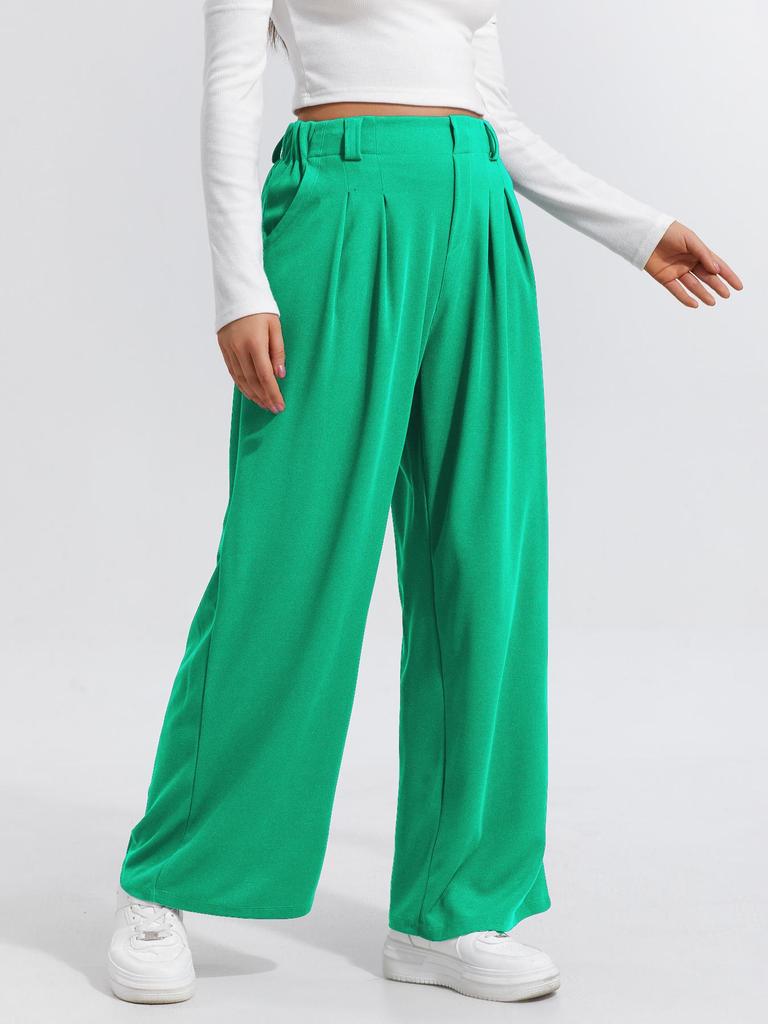 2025 Europese en Amerikaanse Dames Hoge Taille Wijde Pijp Elegante Casual Broek