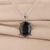 Schwarzer Onyx Edelstein 925 Sterling Silber Anhänger 2,5" Halskette – Eleganter Minimalistischer Schmuck Für Frauen APP-1-8