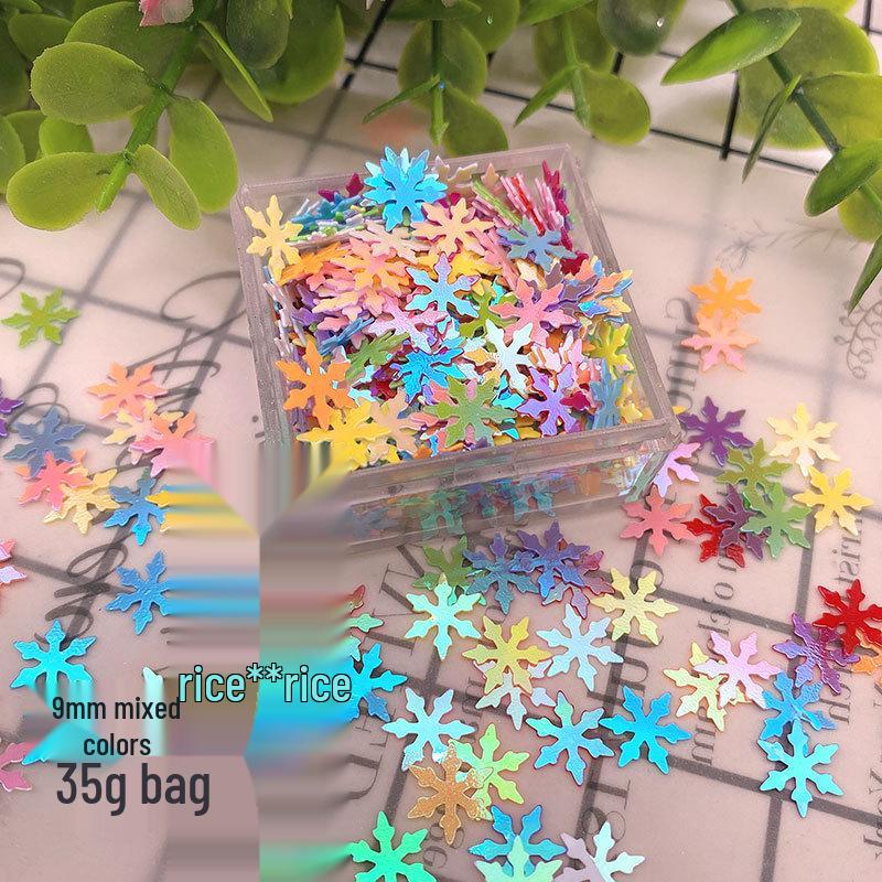 

7mm-9mm Gold and White Multicolor Snowflake Glitter for DIY Crafts