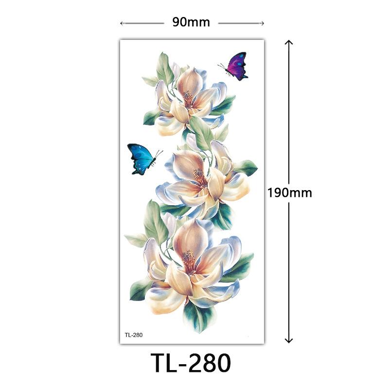 

Цветочные тату-наклейки, Цветные эскизные тату-наклейки, Английские буквы, Свадебная фотография тату 90*190mm