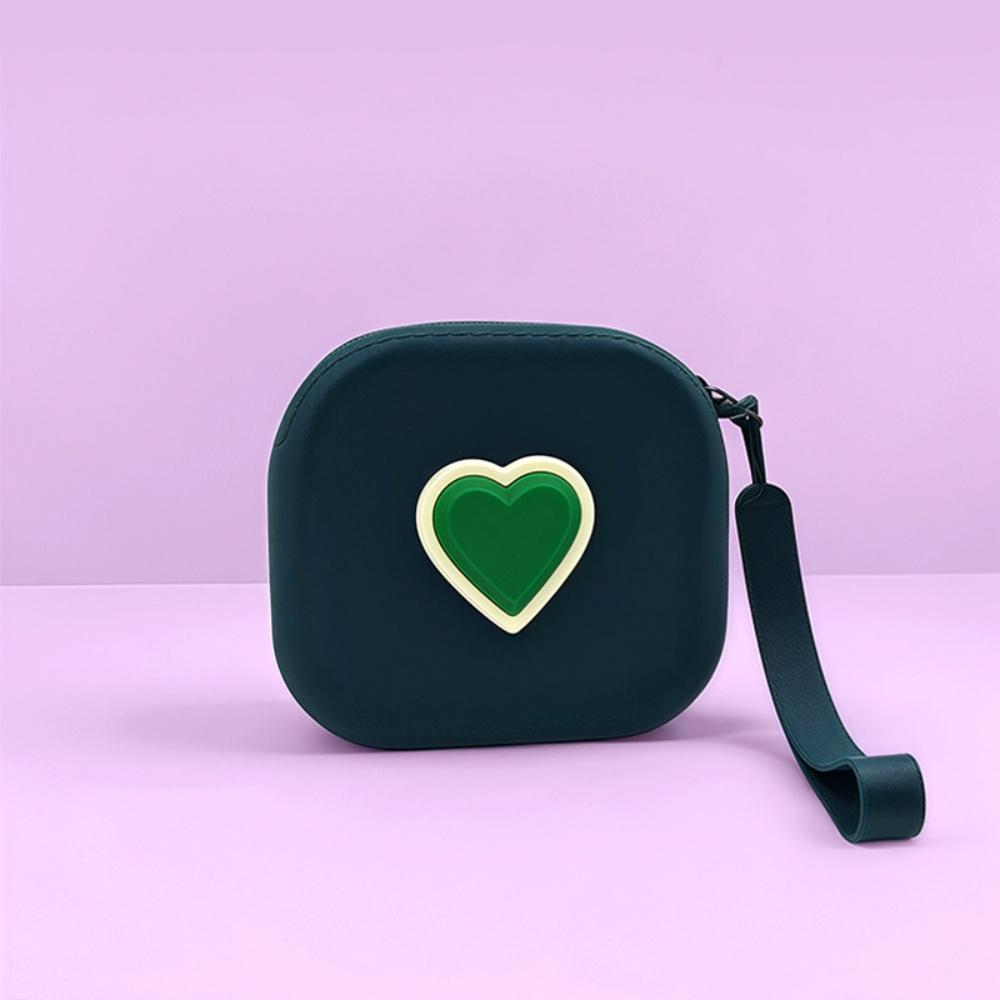 New Love Heart Storage Bag Silicone Coin Purse Wallet with Weaving Lanyard Portable Data Cable Earphone Organizer Key Pouch