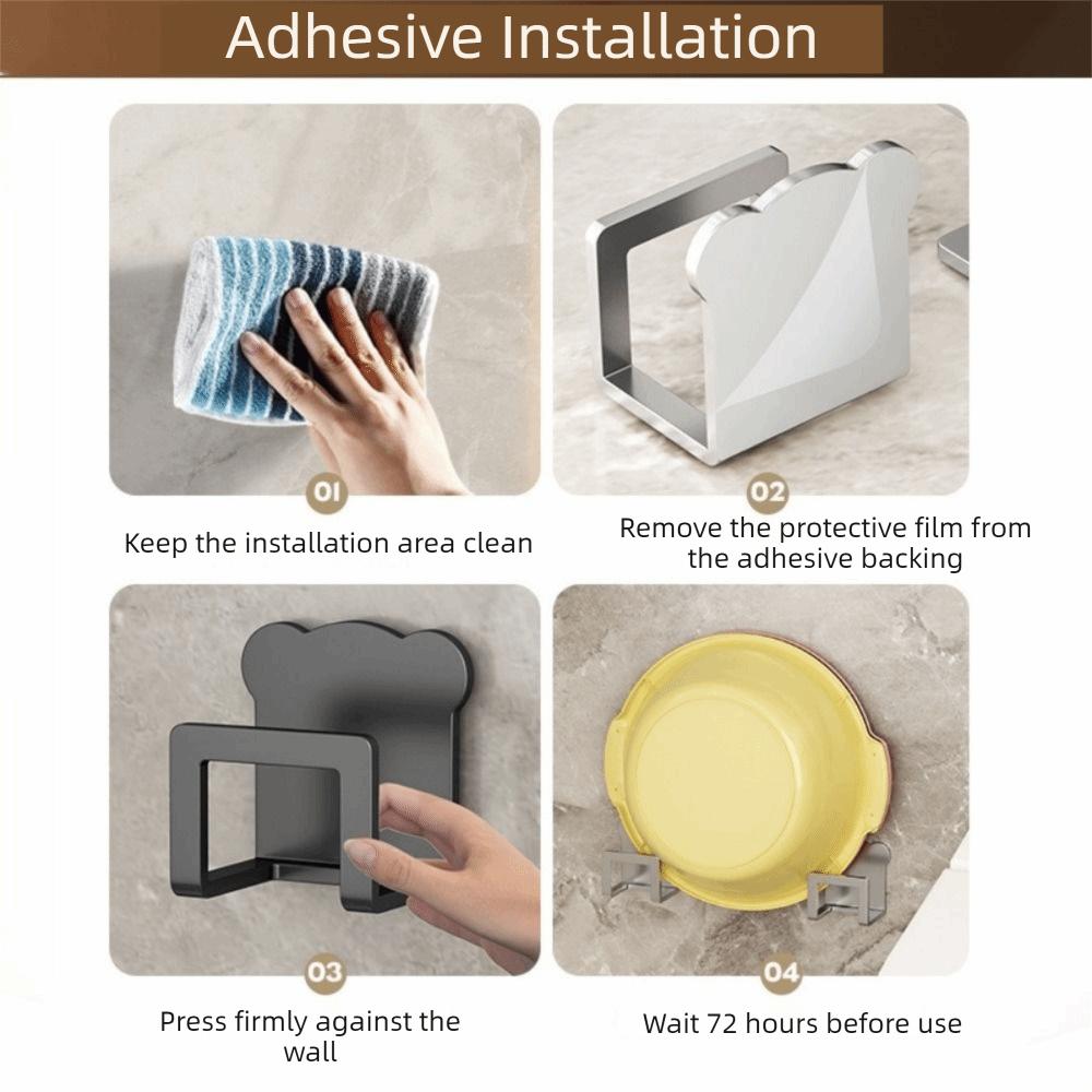 Wall Mounted Pot Lid Rack Self Adhesive Cutting Board Holder Sink Sponge Organizer  for Kitchen
