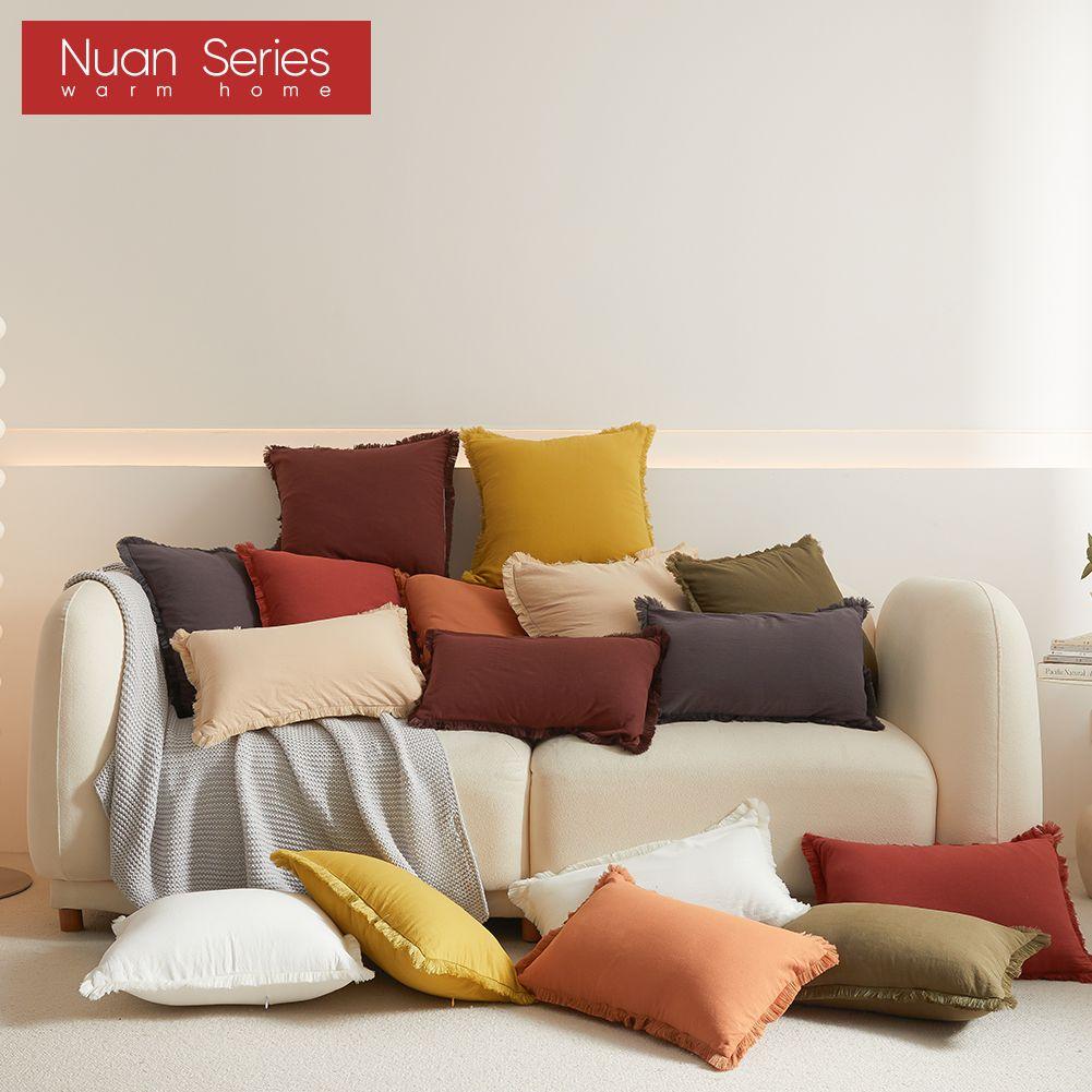 1PC Nuan Series Solid Cotton Cushion Cover Sofa Bed Pillowcases Living Room Bedroom Home Decoration