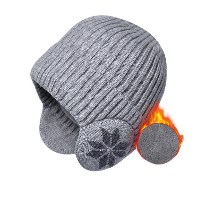 Winter warm knitted wool hat men's fleece thickened hat women's Korean version outdoor cycling ear protection headgear