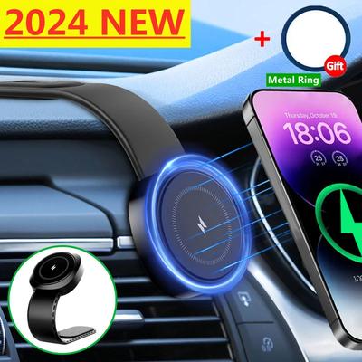 Magnetická Bezdrôtová Nabíjačka do Auta Rýchle Nabíjanie Držiak Telefónu do Auta Obrazovka Stredového Ovládania Palubná Doska pre iPhone 15 14 13 12 Pro Max Mini