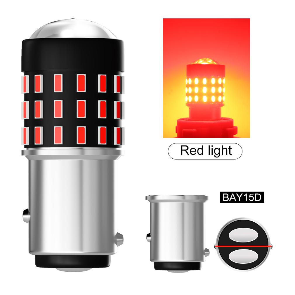 

2 шт. Светодиодные лампы P21/5W 1157 высокой яркости для автомобиля BAY15D 1156 P21W Ba15S PY21W BAU15S 54SMD Автомобильная лампа заднего хода и указателя поворота Тормозная Белый Желтый Красный 12 В 1157 BAY15D P21/5W красный