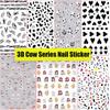 Design Cow Manicure DIY Nail Art Cow Print Nails Sticker Self-Adhesive Decal 3D Irregular Spots