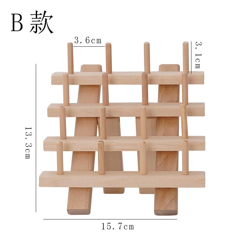 Manual Sewing Storage Rack 16-axis 30-axis Wooden Foldable Thread Rack, Sewing Tool French Embroidery Thread Rack