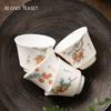 Boutique Ceramic Teacup Personal Meditation Cup Hand Painted Flowers Travel Tea Bowl Pu'er Master Cup Tea Set Accessories